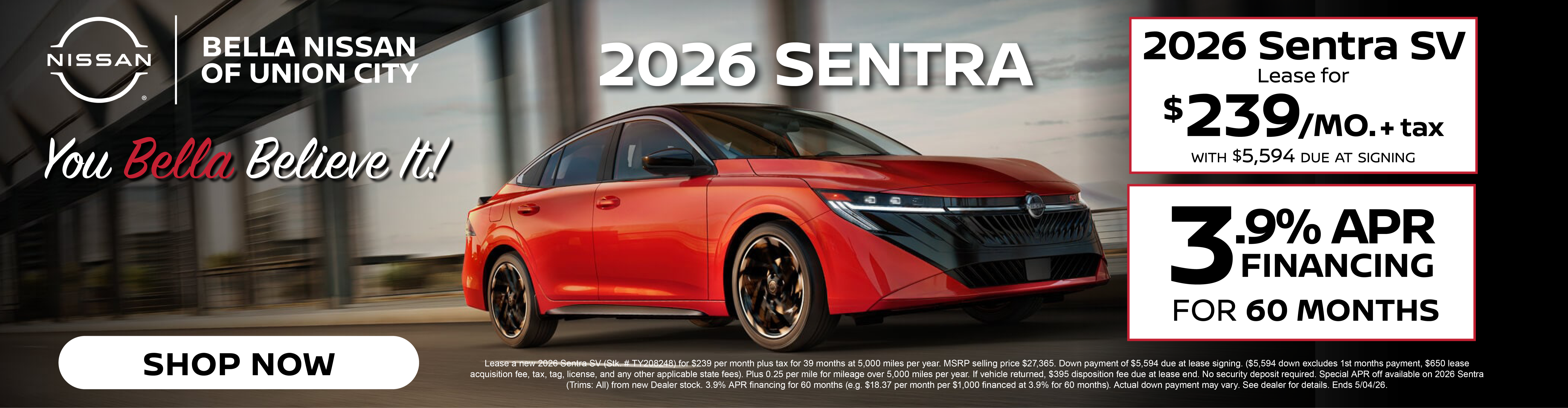 All new 2026 Nissan Sentra is Here! Now at Bella Nissan of Union City
